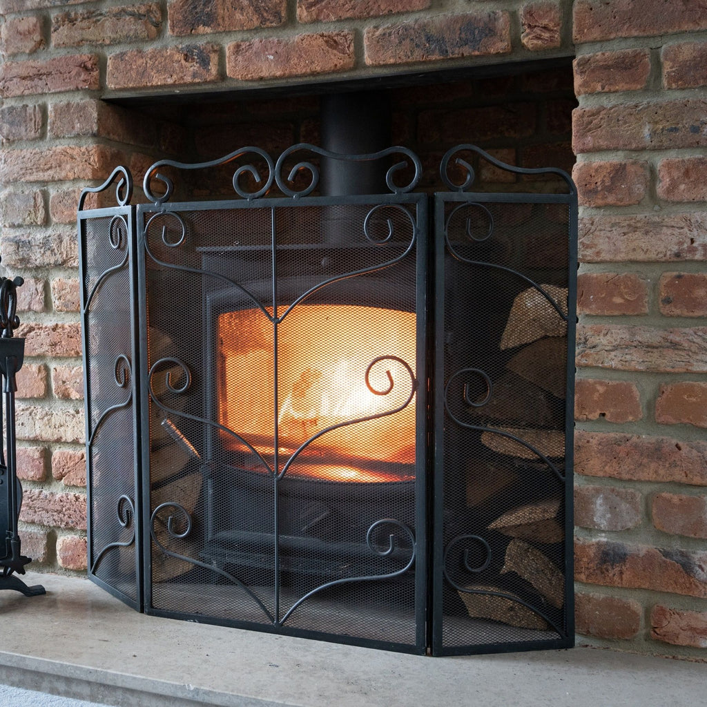 Black Ornate Fire Screen