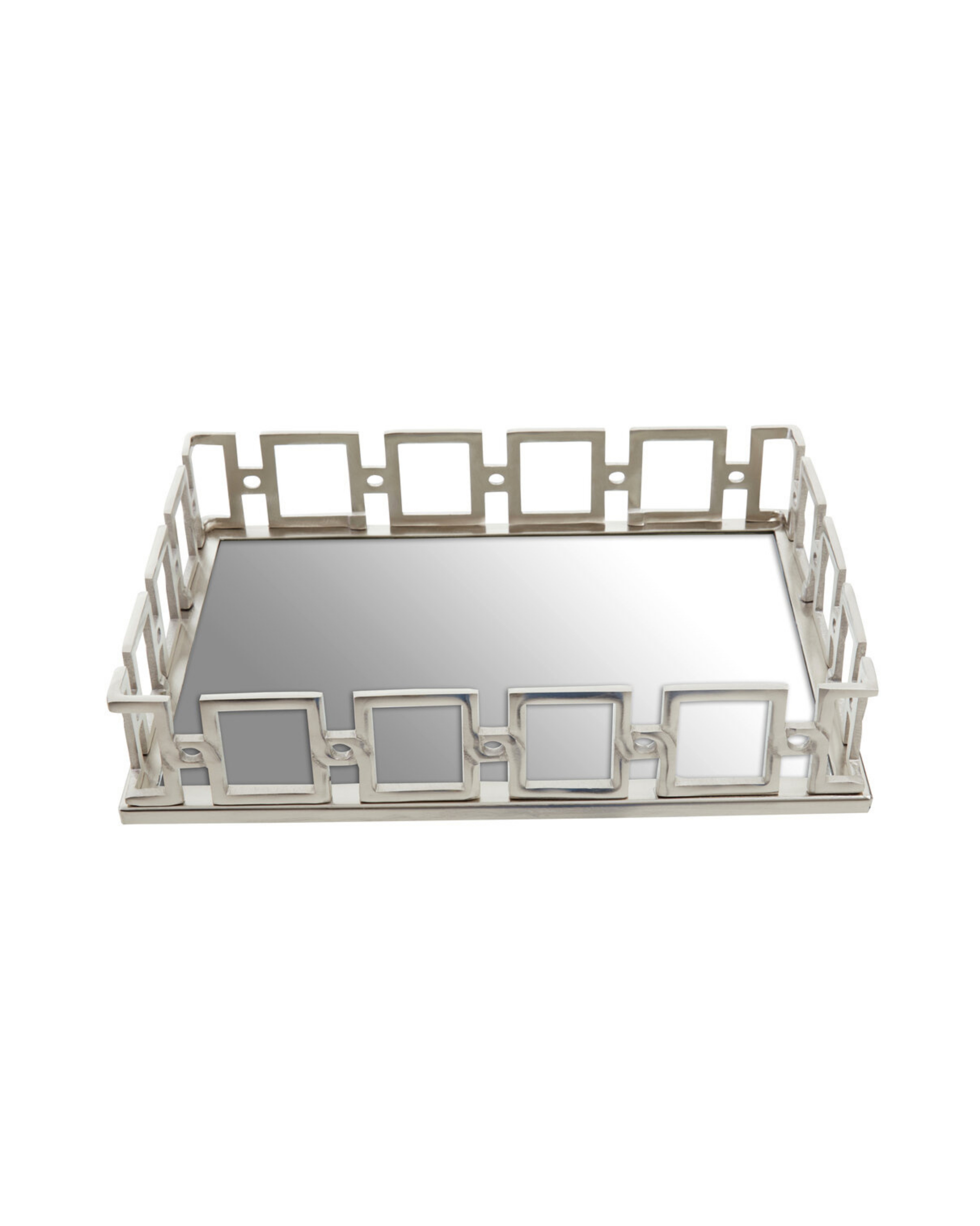 Sierra Rectangular Mirrored Tray - Nickel