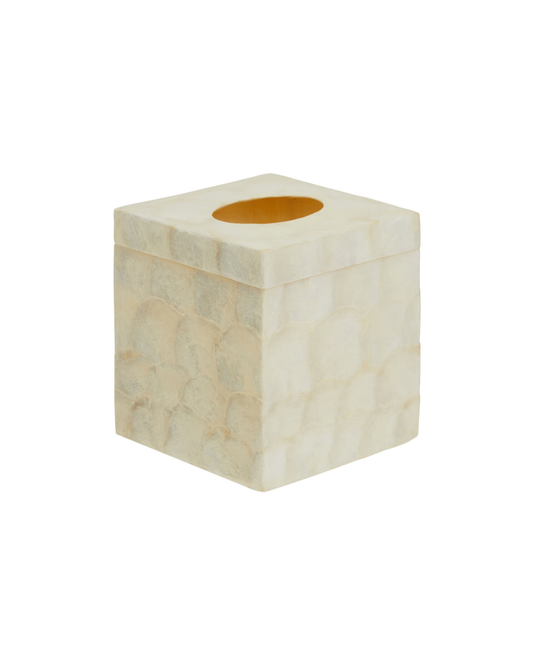 Cove Shell Tissue Box - Square - White Pearl