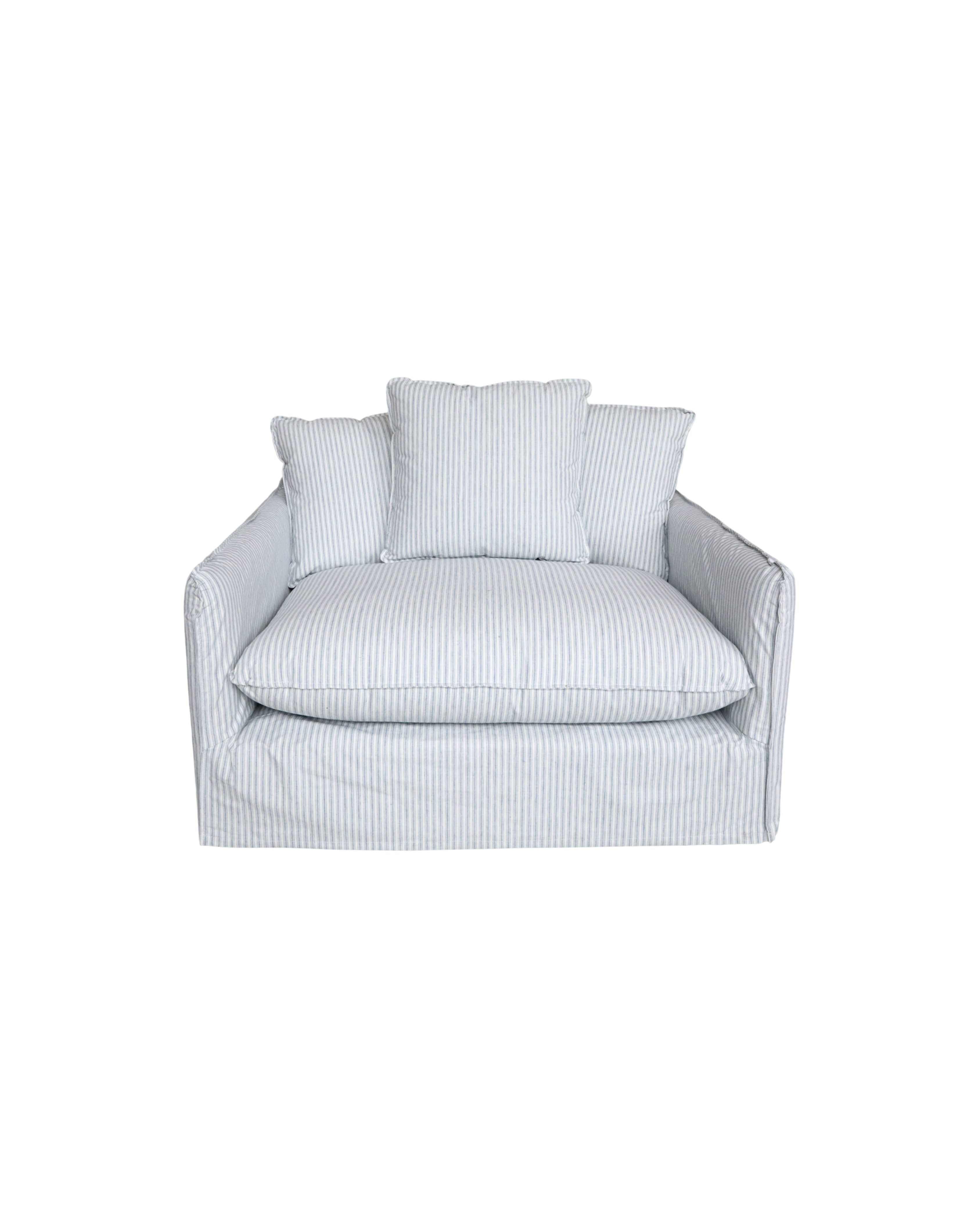 Coastline Linen Loveseat - Azure Blue & Ivory