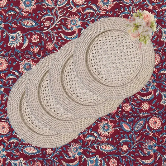 Harbour Island Rattan Round Charger Sand Colour - Set of 4