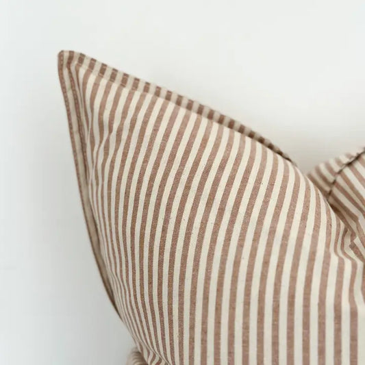 Darcy Cotton Cushion Cover – Thin Brown Stripe