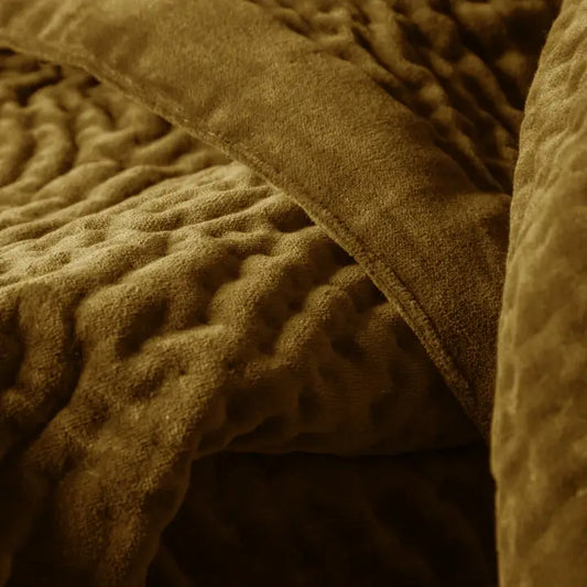 Haze Velvet Quilted Throw Mustard