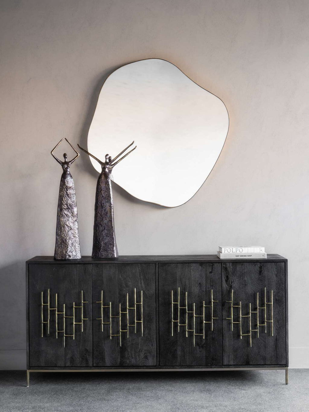 Sonoma Metal Framed Mirror Oak Wood Finish - Large