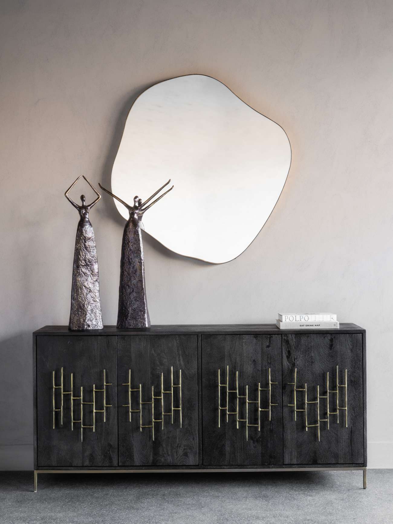 Sonoma Metal Framed Mirror Oak Wood Finish - Large