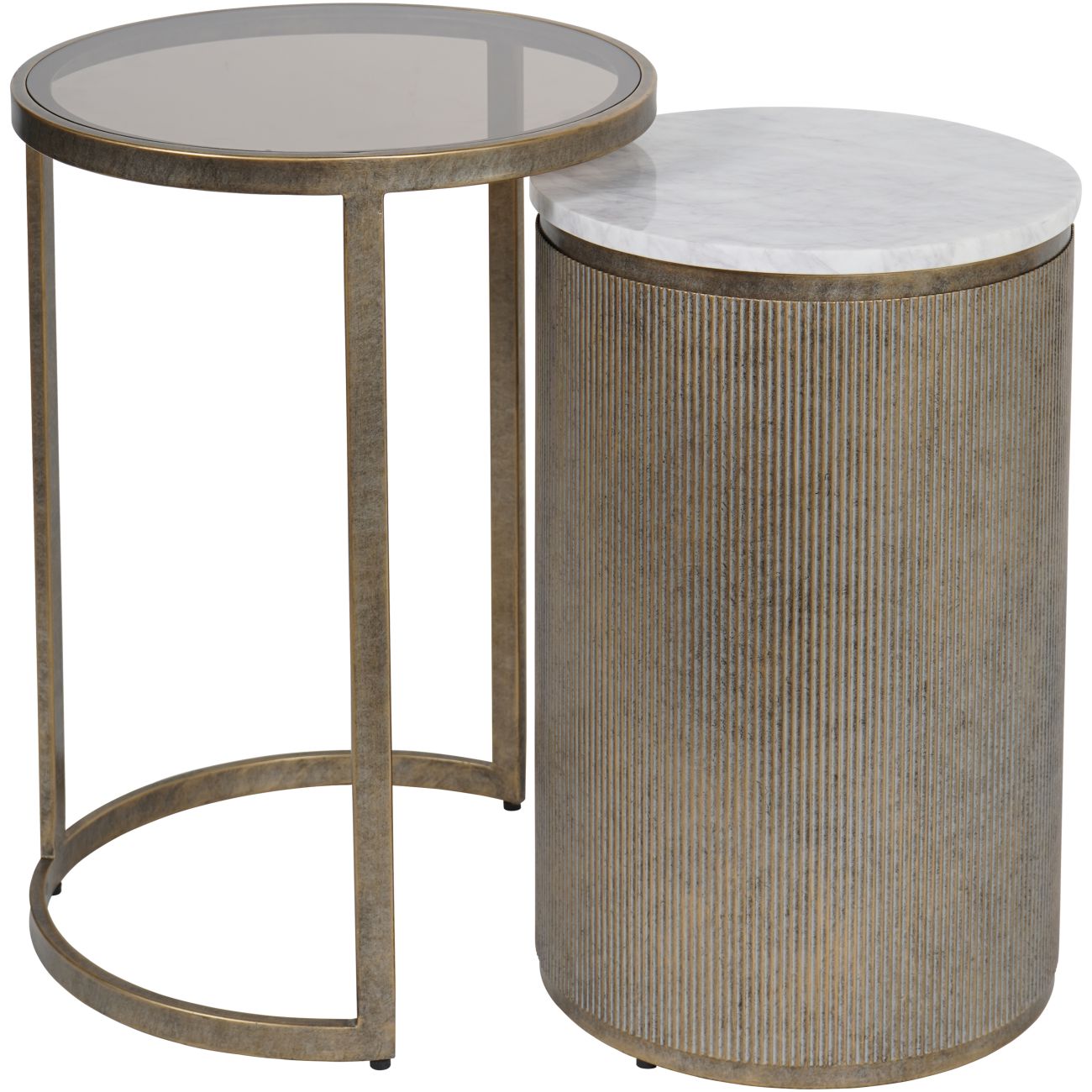 Montecito Aged Gold Set of 2 Nesting Side Tables