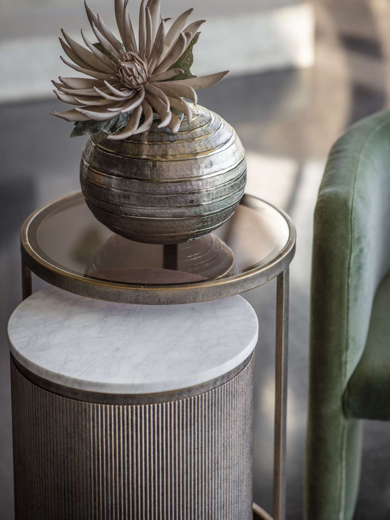Montecito Aged Gold Set of 2 Nesting Side Tables