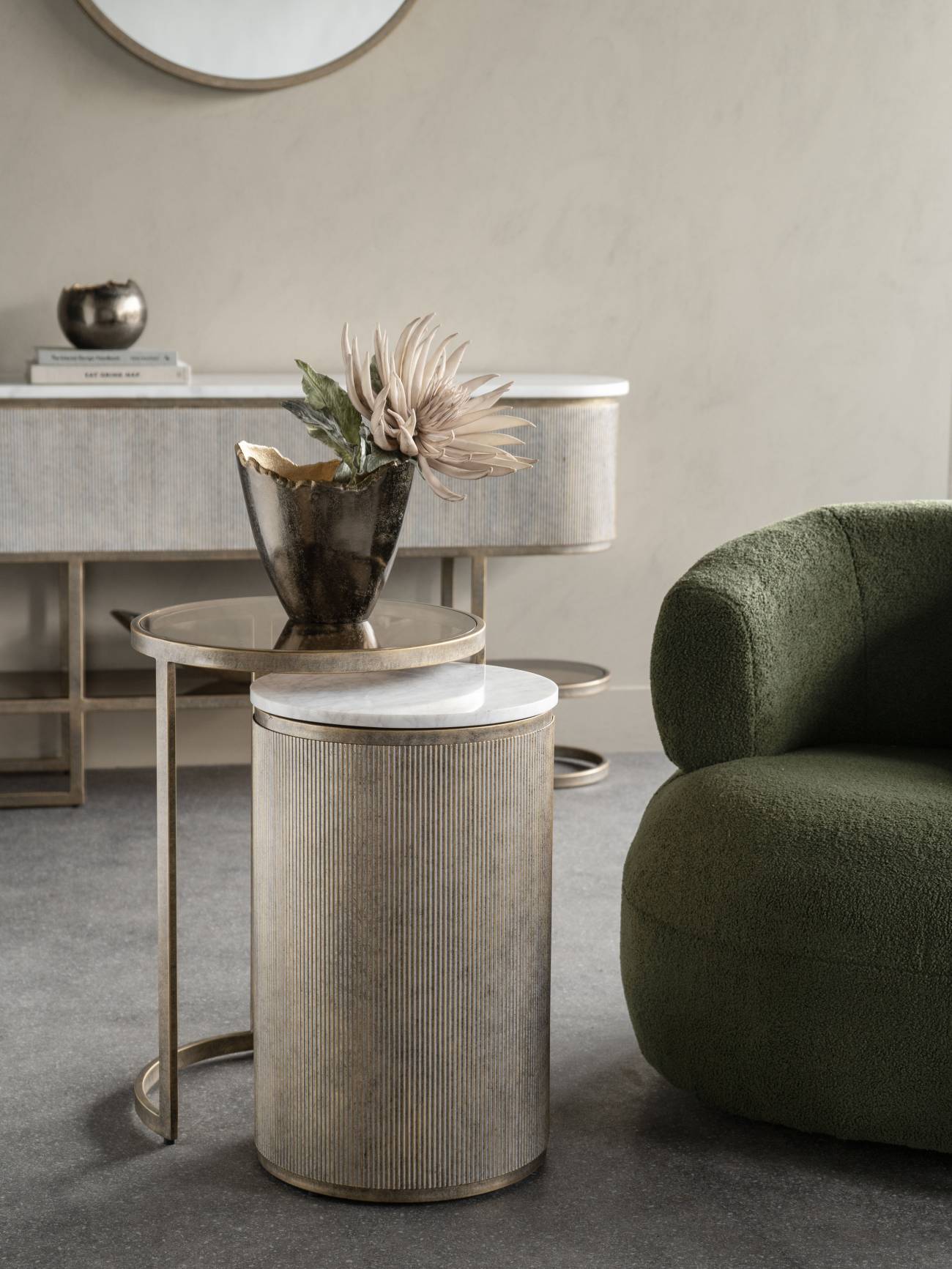 Montecito Aged Gold Set of 2 Nesting Side Tables