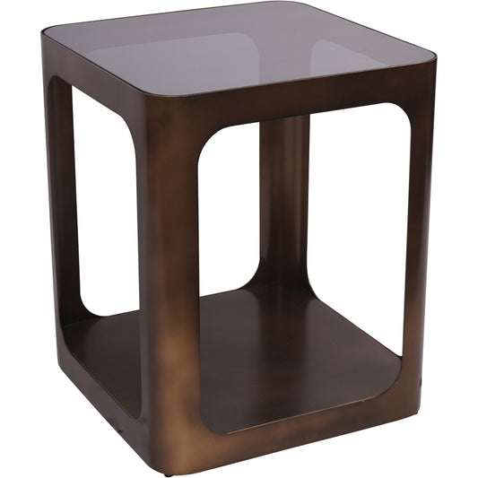 Fairmont Square Metal and Glass Side Table