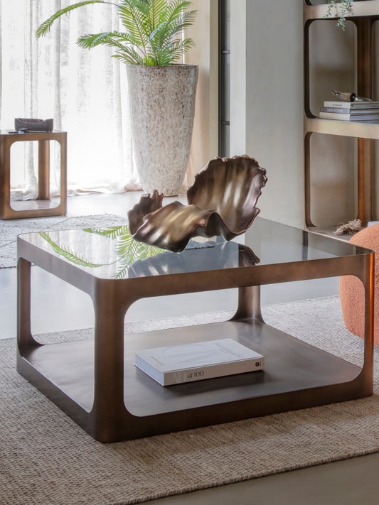 Fairmont Metal and Glass Square Coffee Table