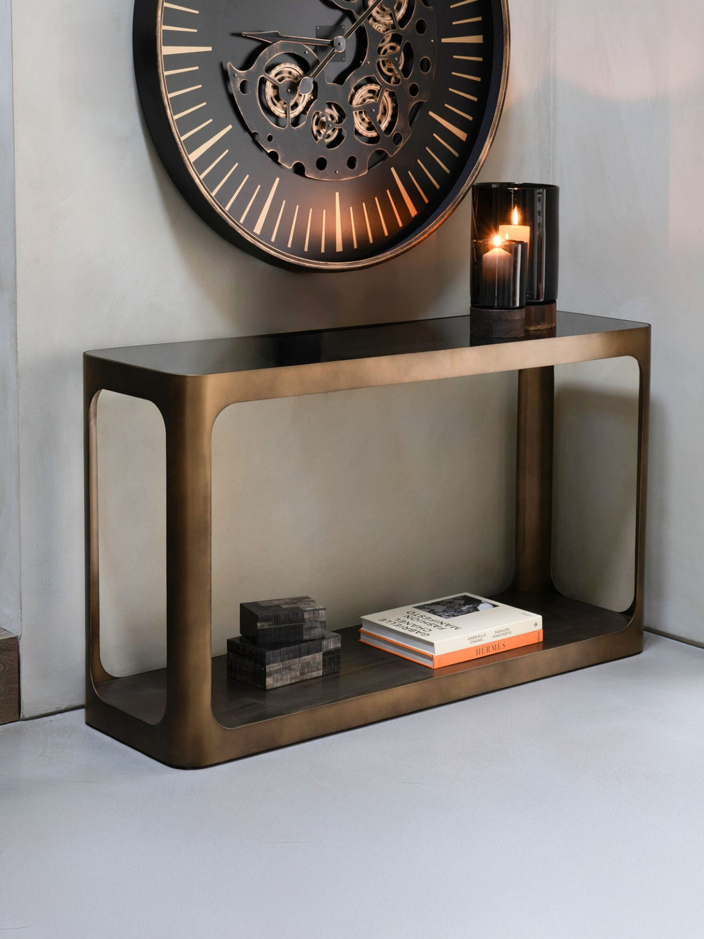 Fairmont Metal and Glass Console Table
