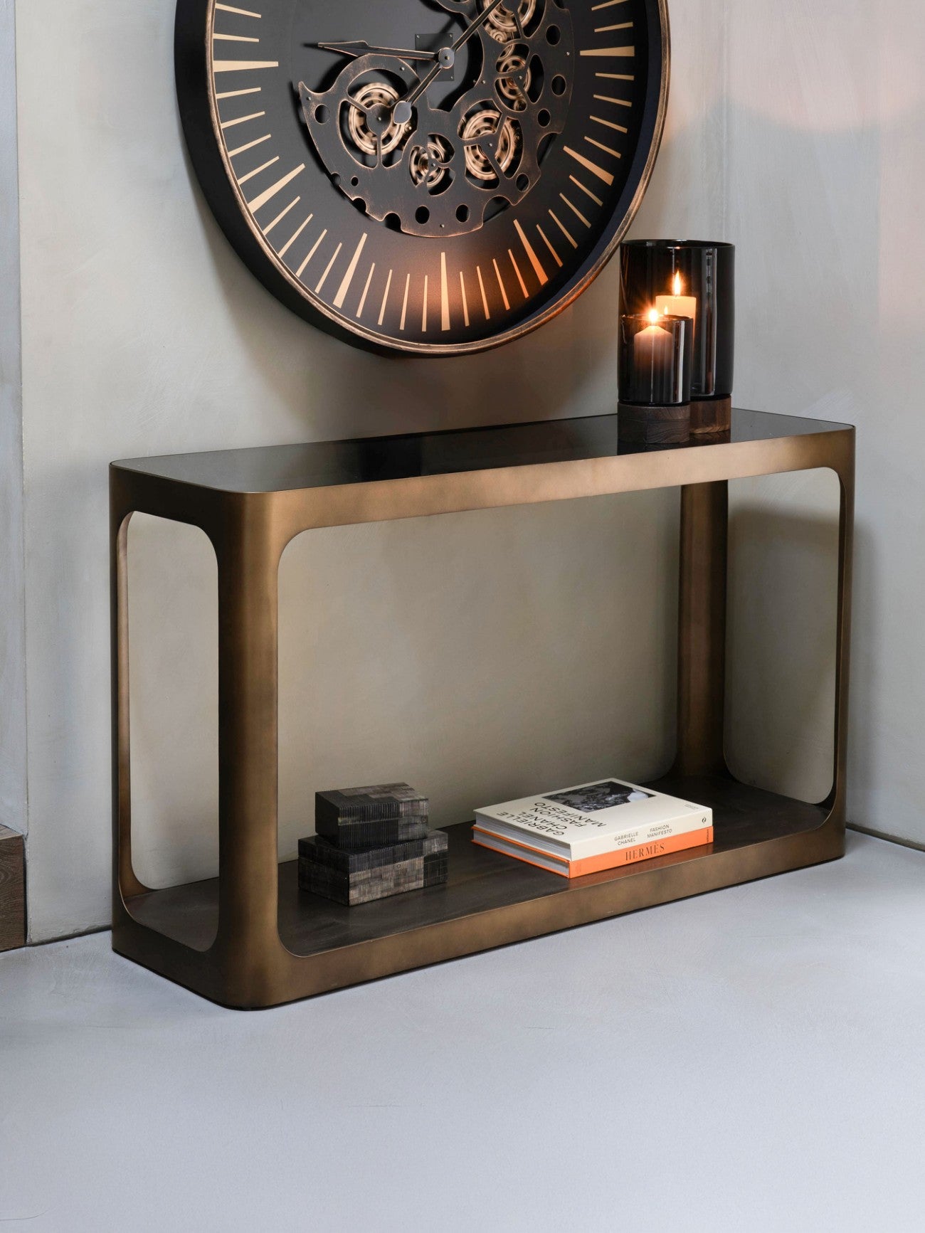Fairmont Metal and Glass Console Table