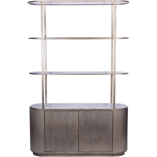 Montecito Aged Gold Shelving Unit With Storage