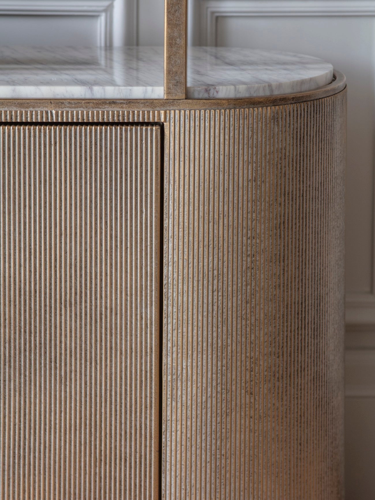 Montecito Aged Gold Shelving Unit With Storage