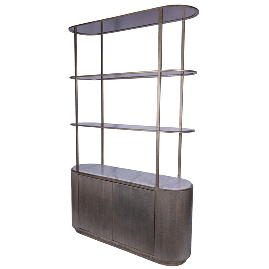 Montecito Aged Gold Shelving Unit With Storage
