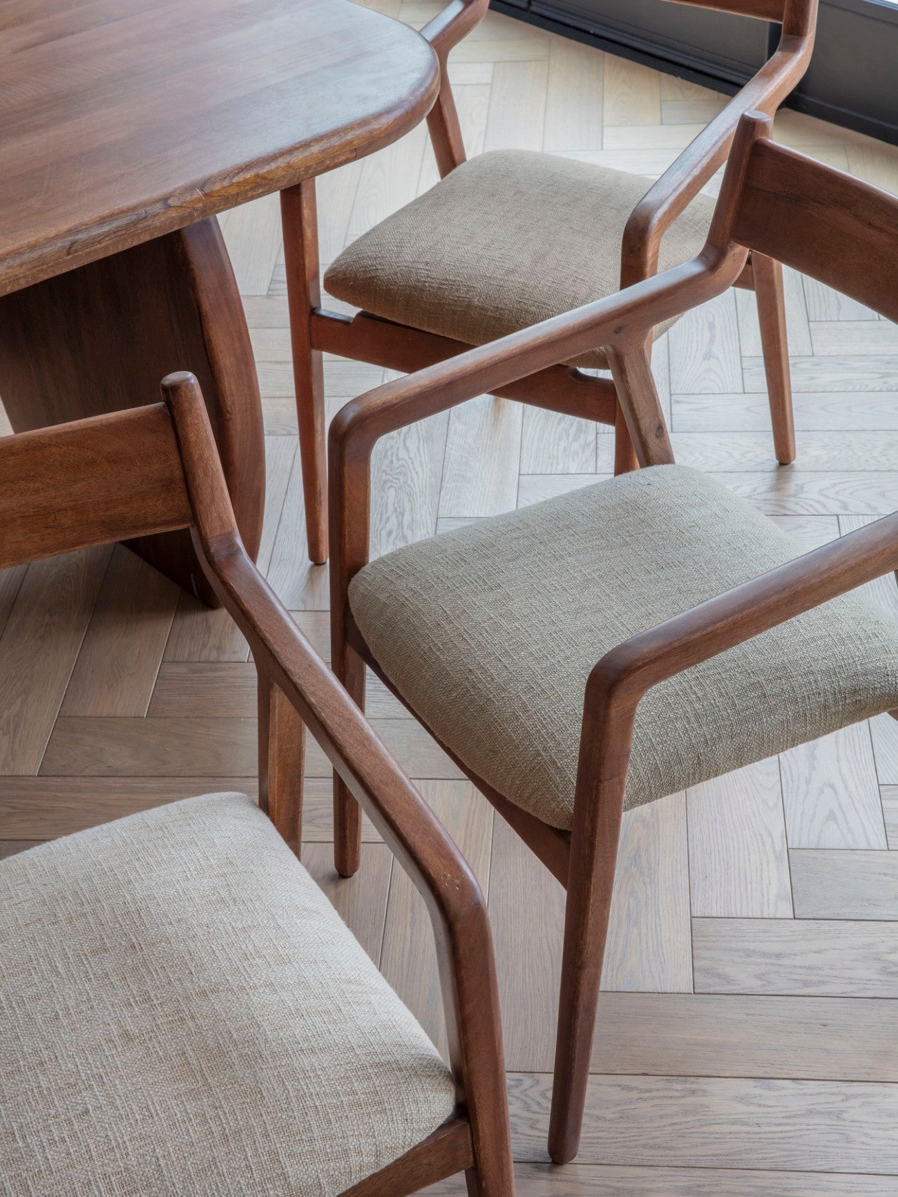 Presidio Wooden Upholstered Dining Chair in Beige