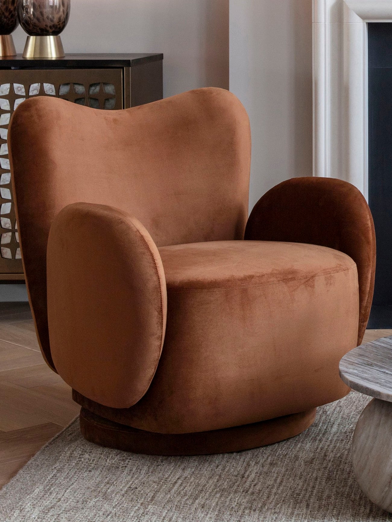 Robson Upholstered Swivel Chair Soft Caramel