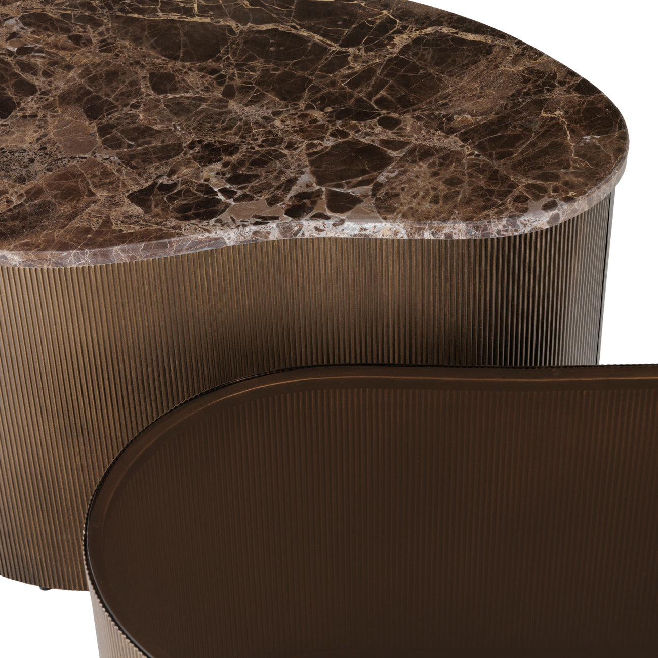 Marmont Marble and Glass Soft Curve Coffee Tables - Set of 2