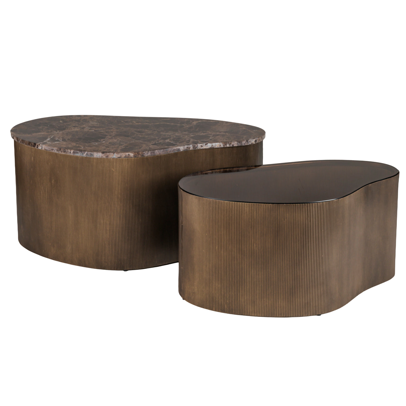Marmont Marble and Glass Soft Curve Coffee Tables - Set of 2