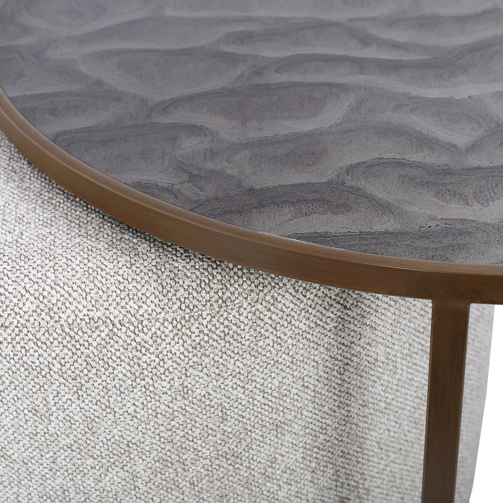 Dunes Glass Coffee Table with Nesting Pouffe