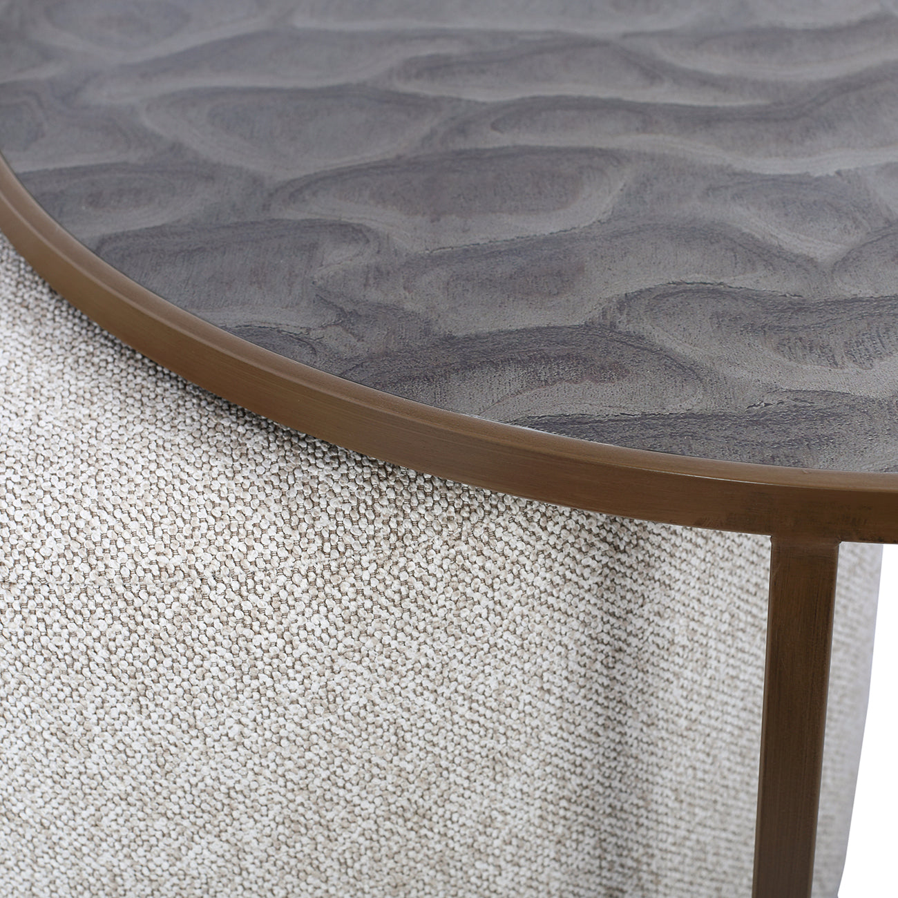Dunes Glass Coffee Table with Nesting Pouffe