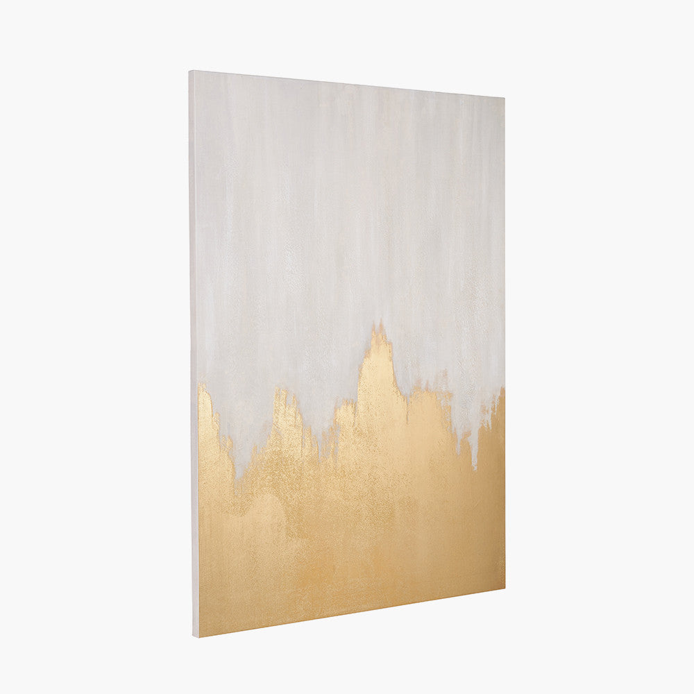 Haven White and Gold Abstract Canvas