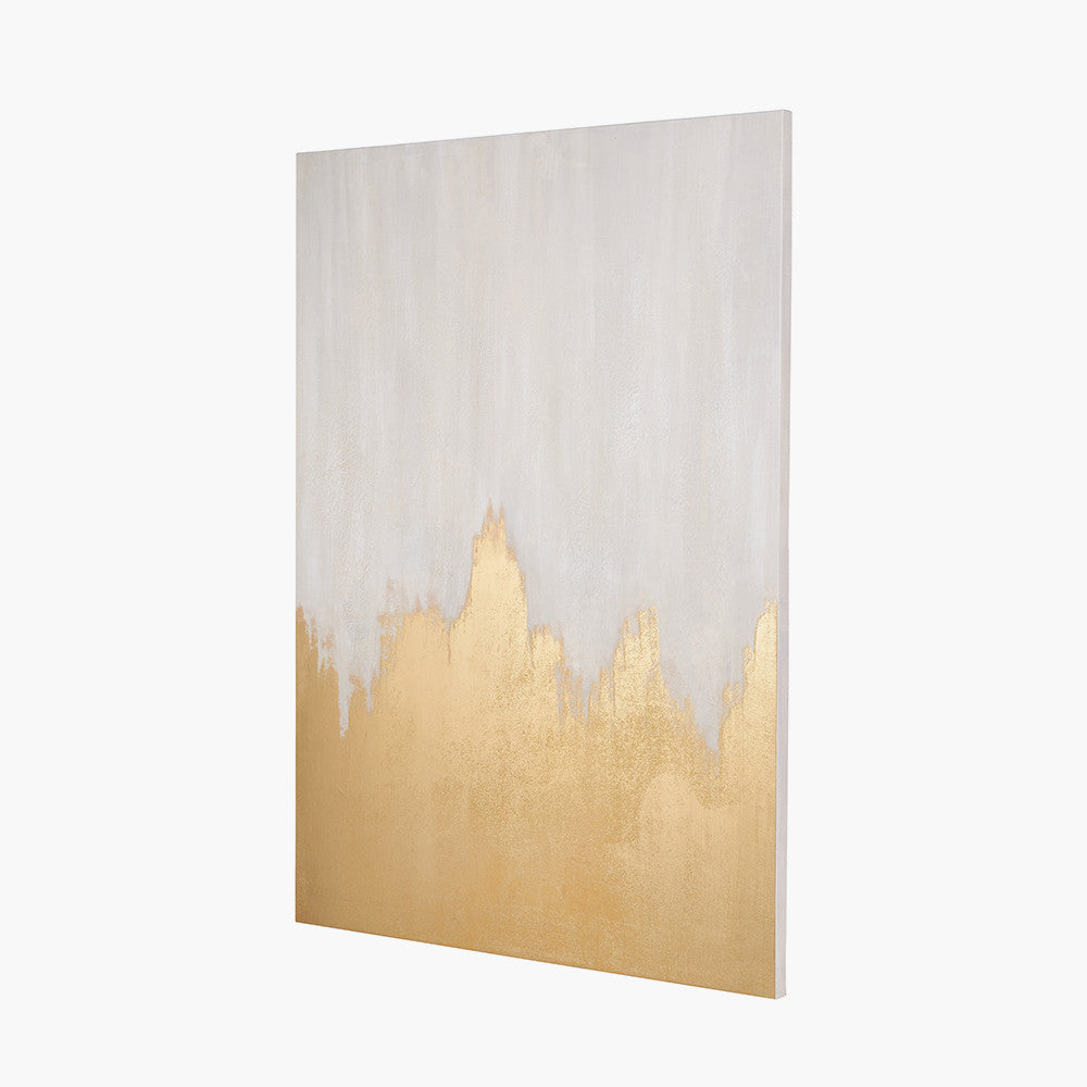 Haven White and Gold Abstract Canvas