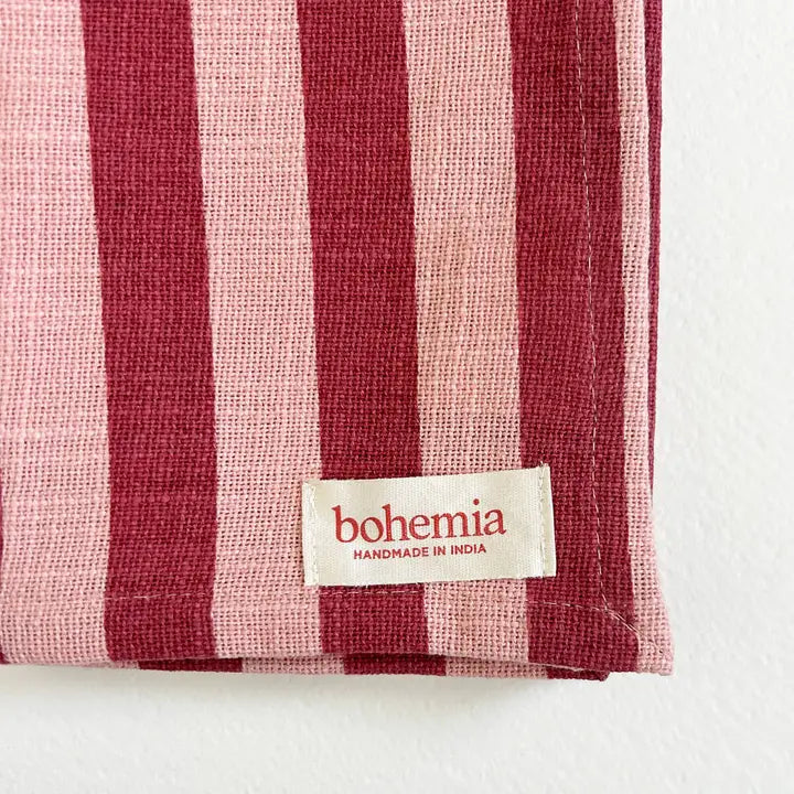 Jaipur Stripe Tea Towel - Pomegranate