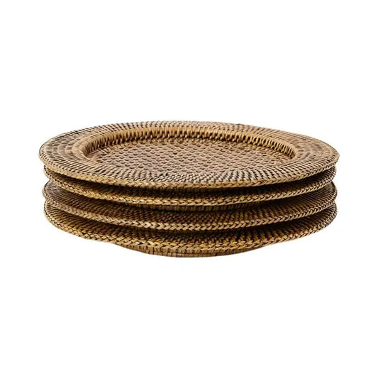Harbour Island Round Rattan Charger Brown - Set of 4
