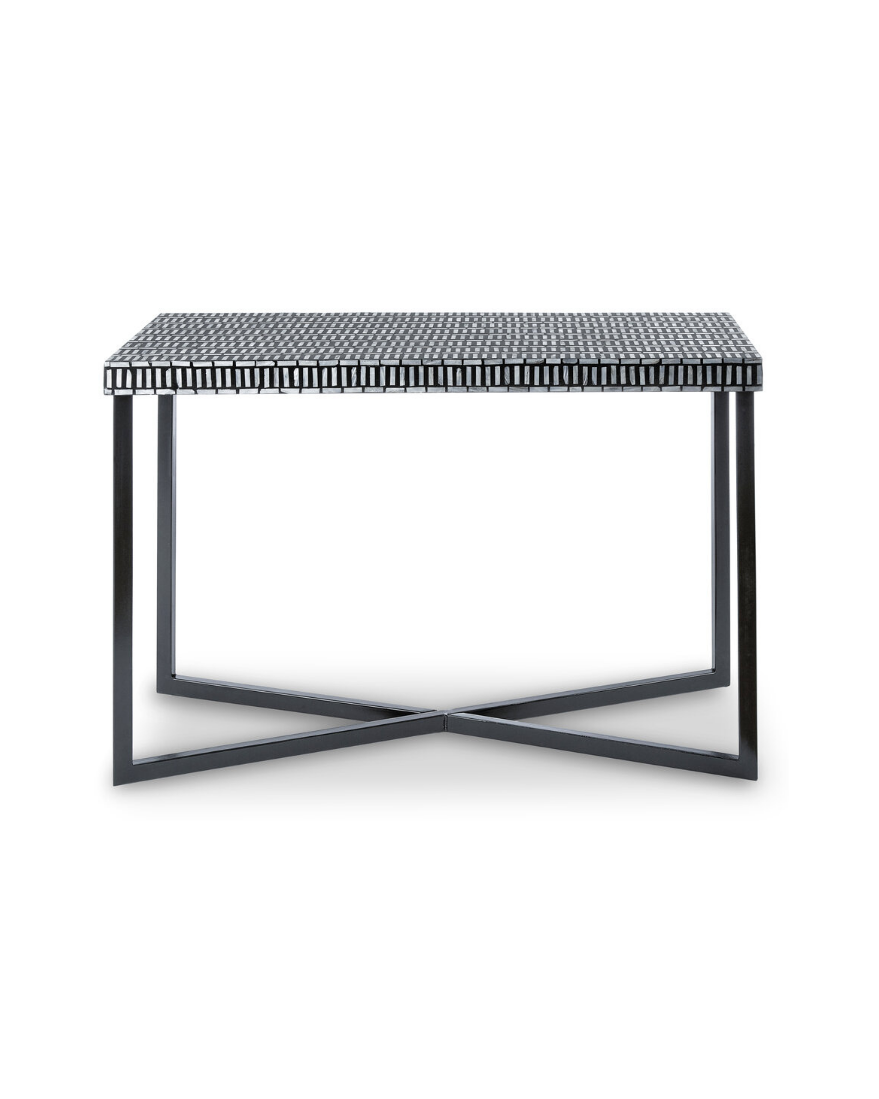 Sable Shell Inlay Console Table - Black & Ivory
