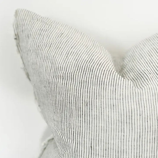 Esmee Linen Cushion Cover – Frayed Edge Ticking Stripe