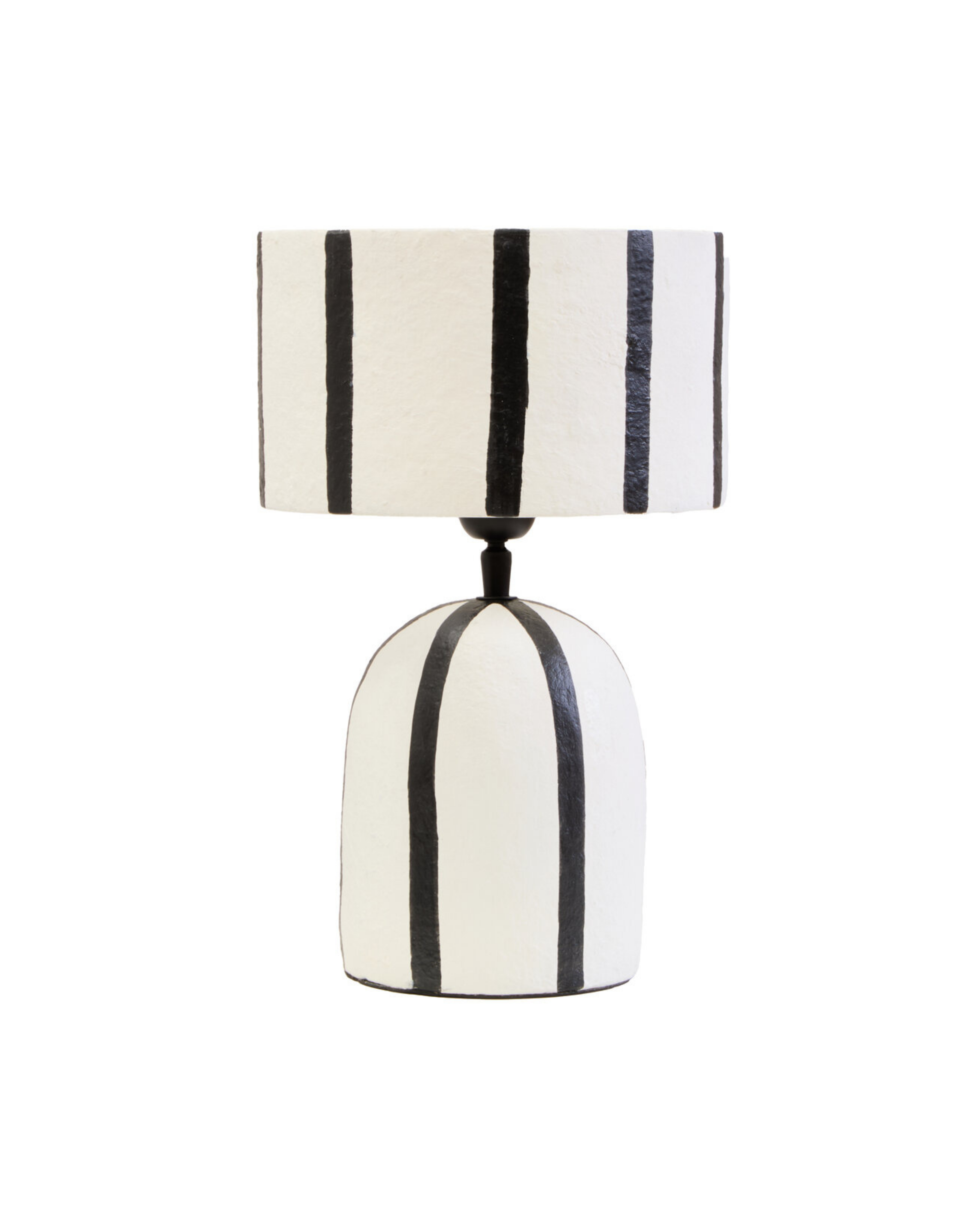 Cove Papier Mache Table Lamp - Black & White