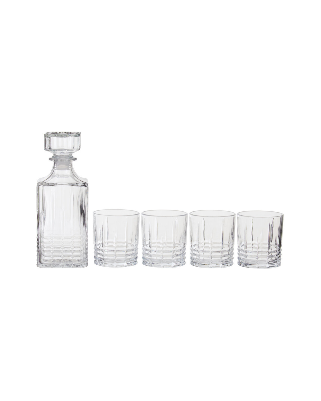Casa Ribbed Pattern Decanter With Four Glasses