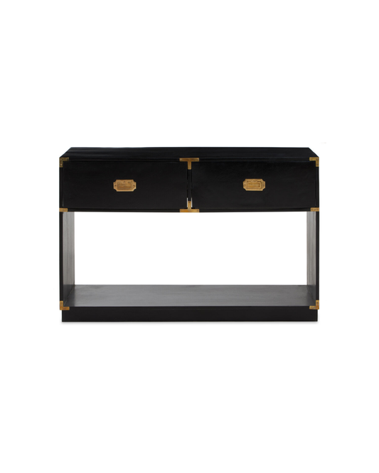 Holland Two Drawer Console Table - Black Mango Wood