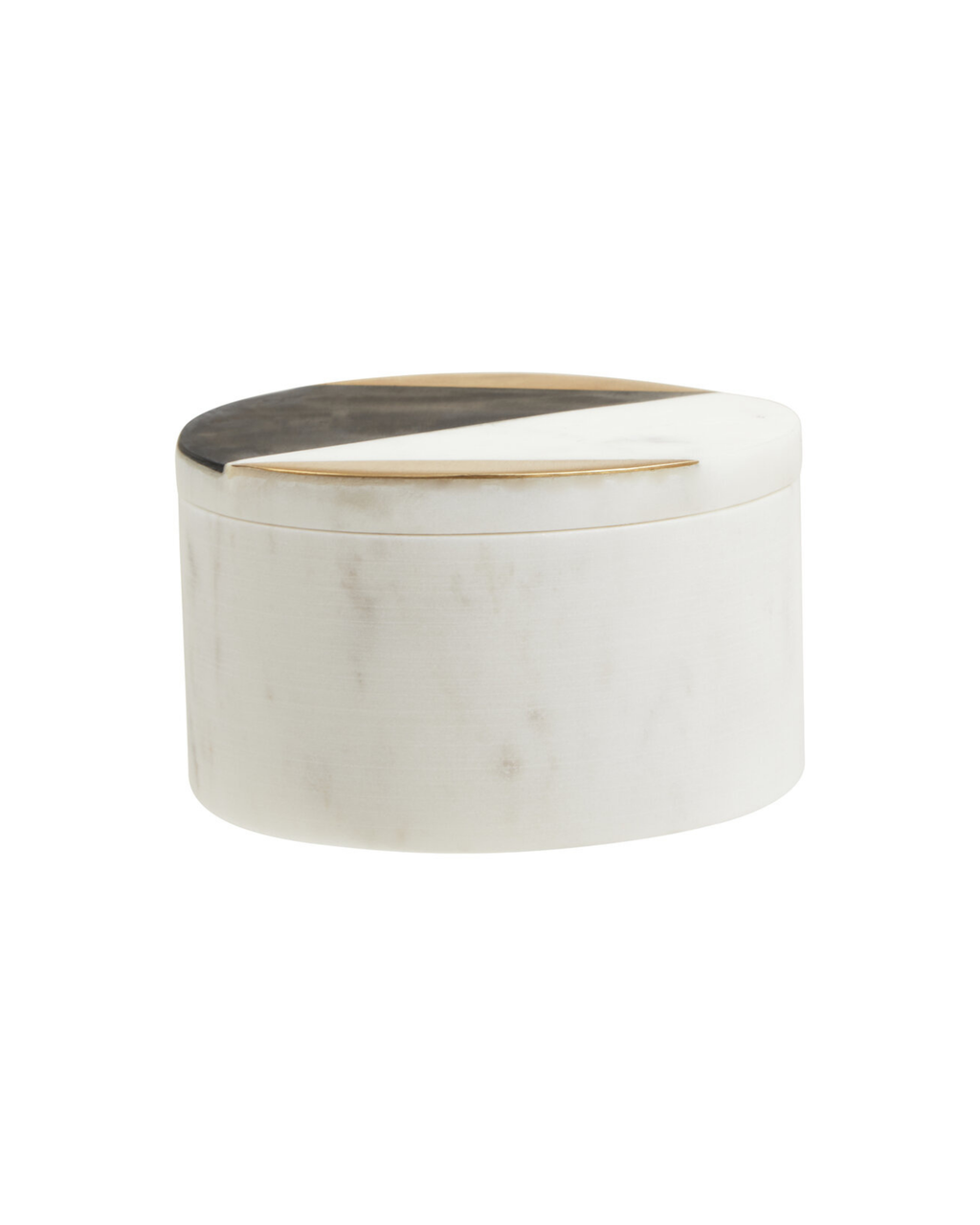 Rhea Black & White Marble Round Trinket Box