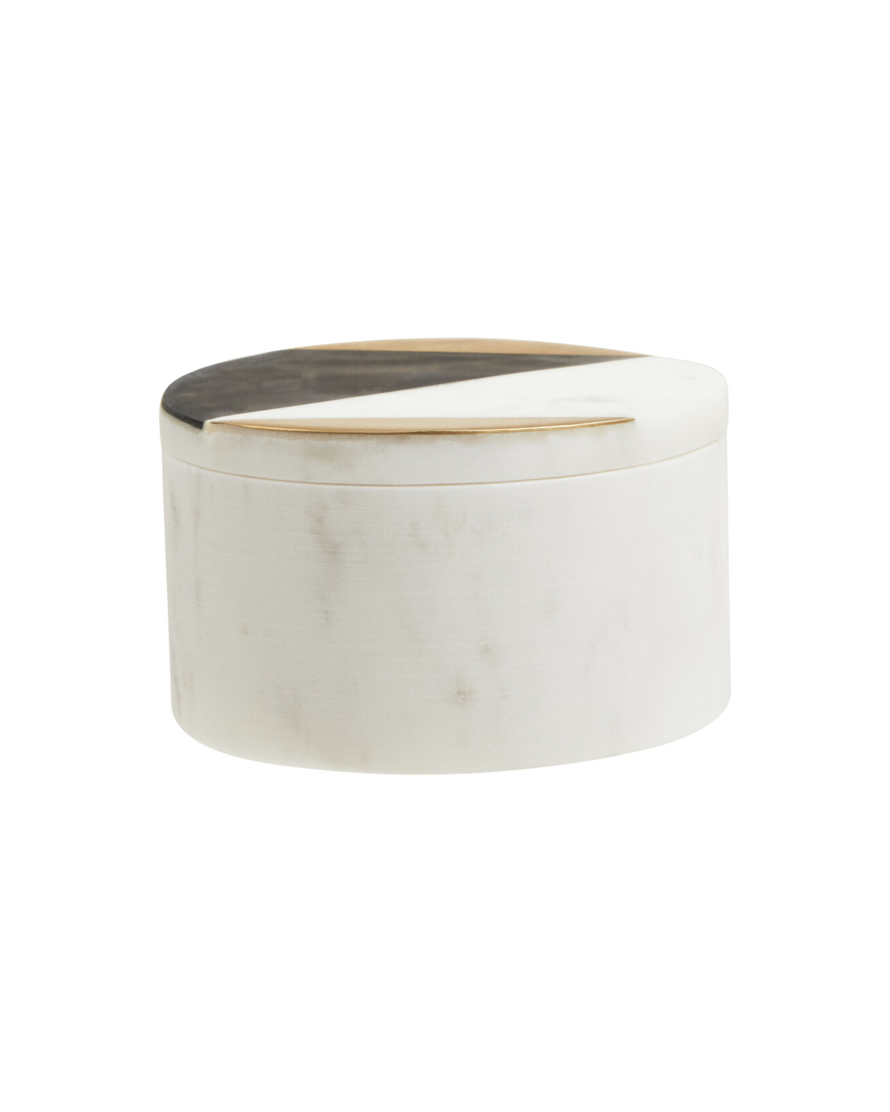 Rhea Black & White Marble Round Trinket Box