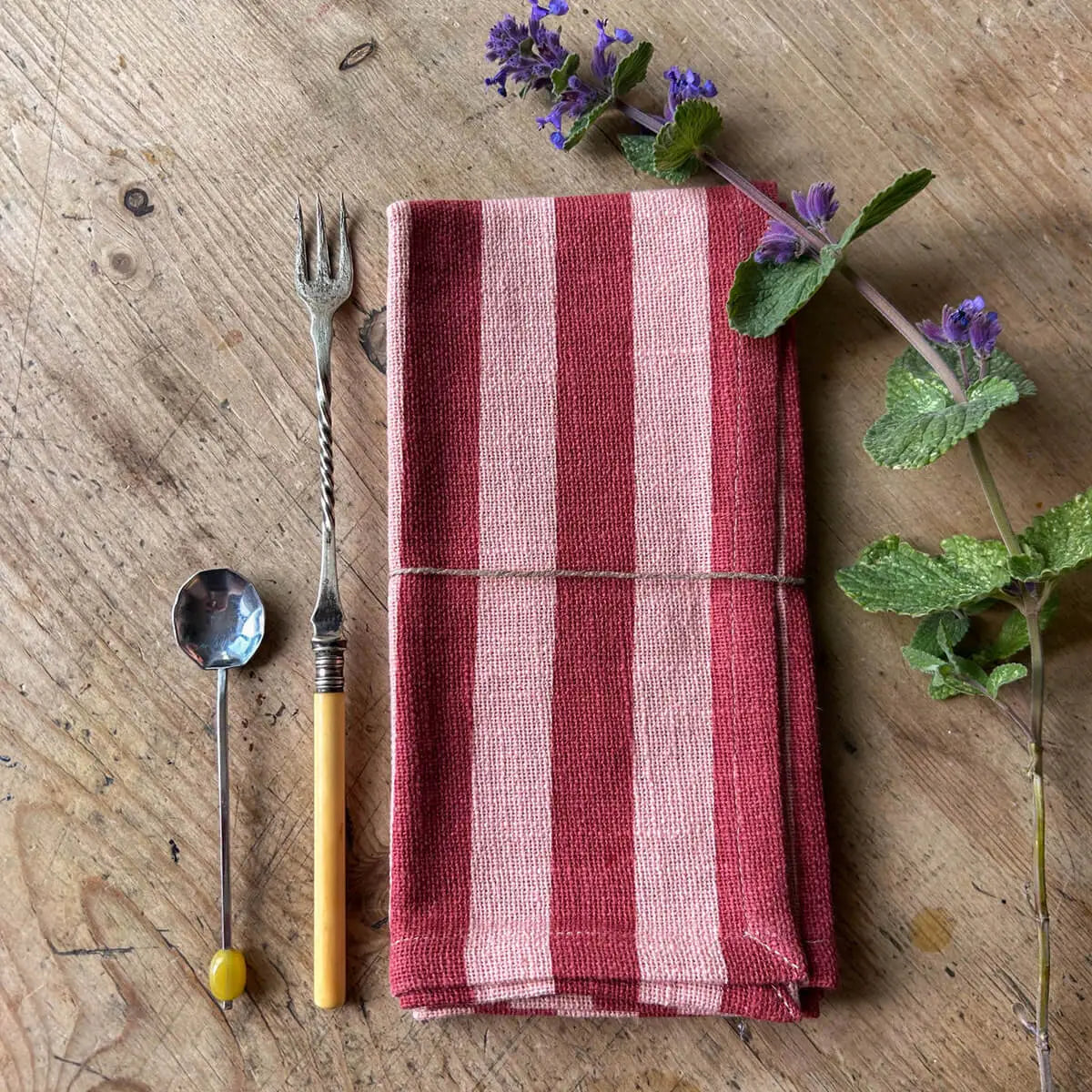Set of 6 Jaipur Stripe Napkin - Pomegranate