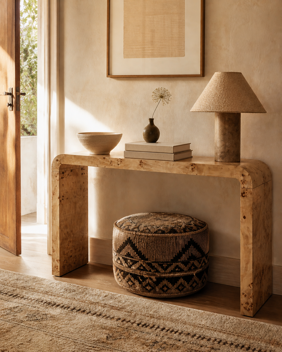 Rossetti Burl Wood Console Table