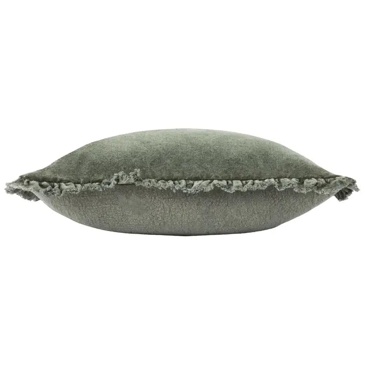 Bertie Washed Cotton Velvet Cushion Moss