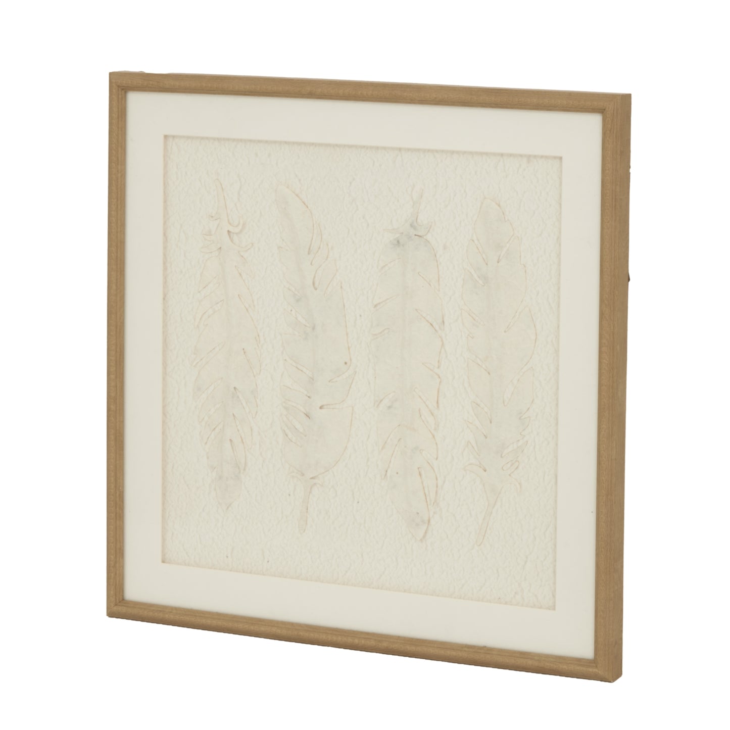Alta White Feathers Art Mounted In Beaded Frame