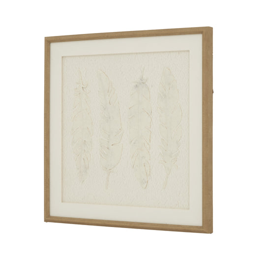 Alta White Feathers Art Mounted In Beaded Frame