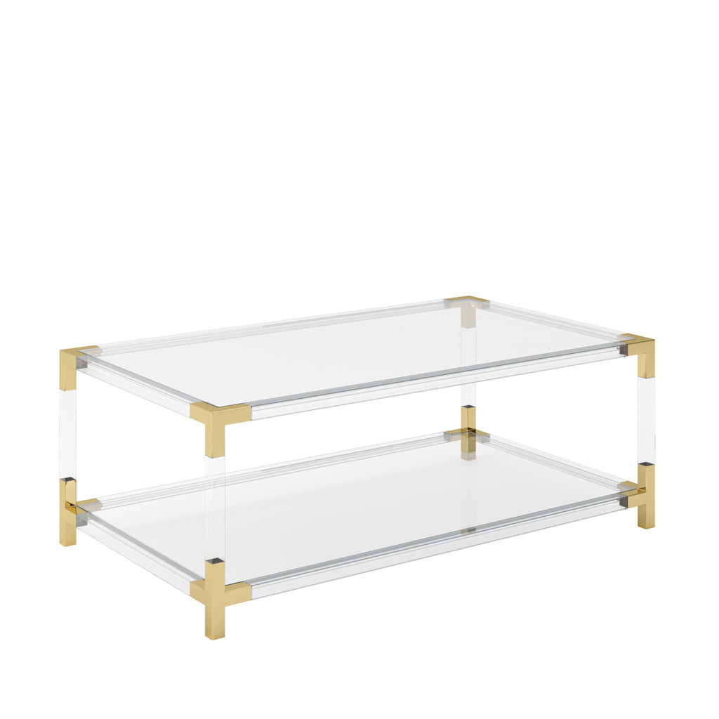Ellery Coffee Table - Clear Acrylic & Brass