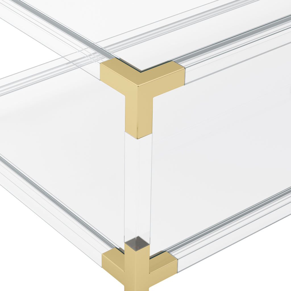 Ellery Coffee Table - Clear Acrylic & Brass