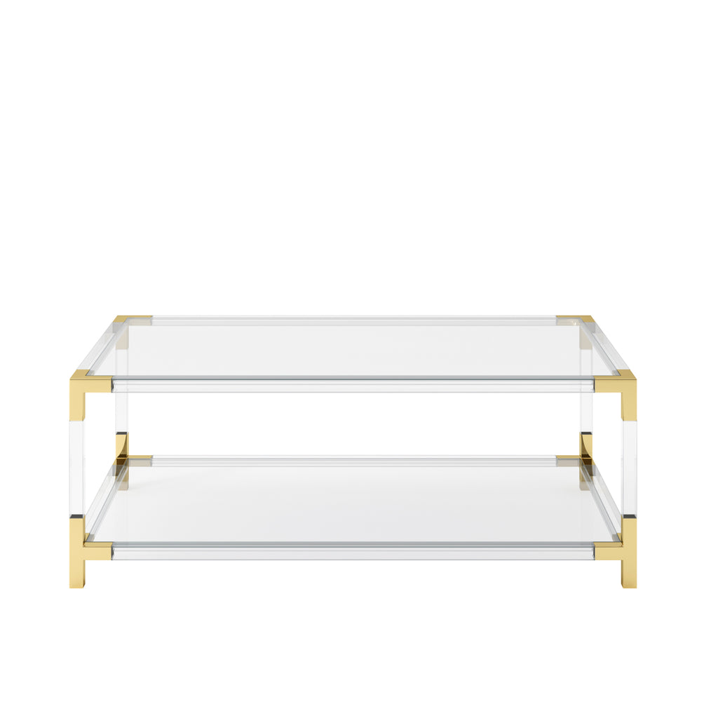 Ellery Coffee Table - Clear Acrylic & Brass