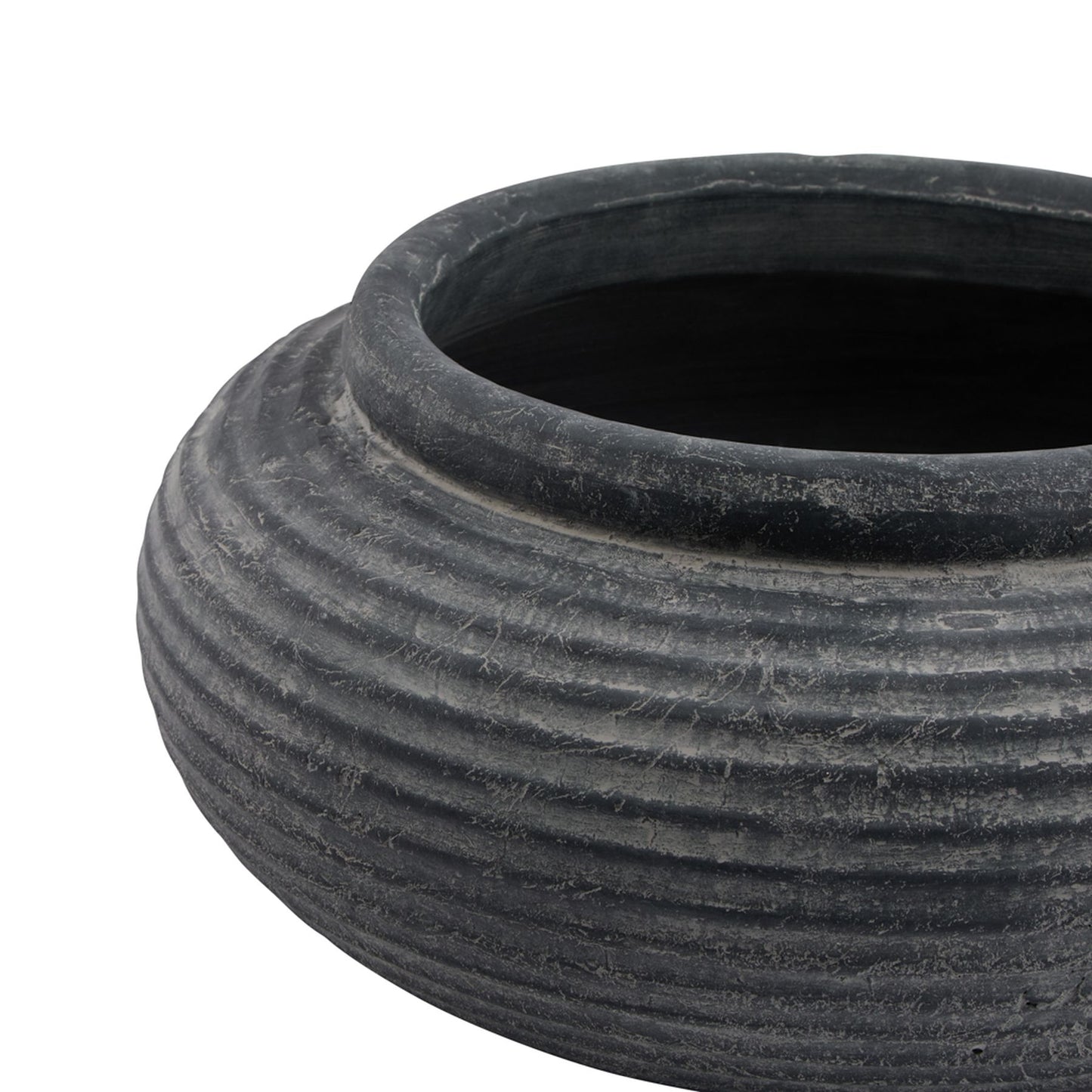 Banyan Grey Round Ribbed Planter