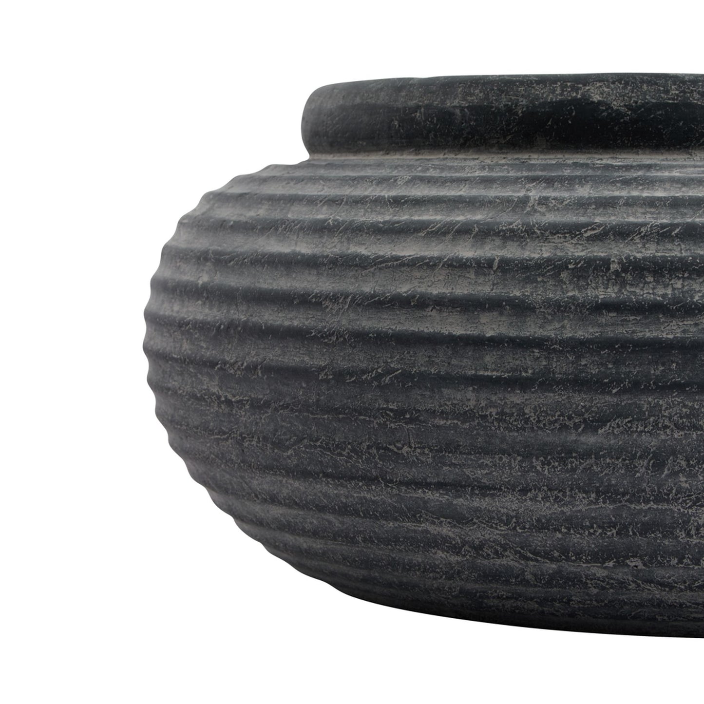 Banyan Grey Round Ribbed Planter