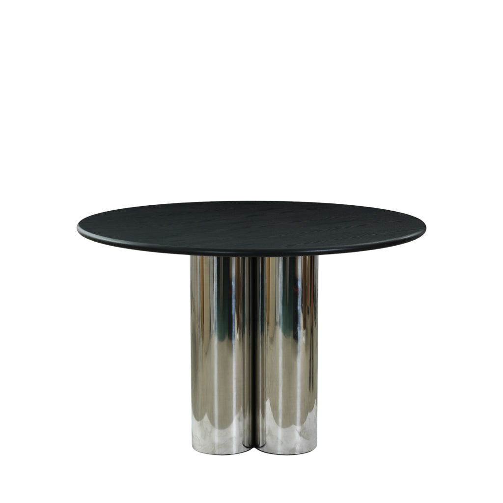 Hartley Round Dining Table - Black & Chrome