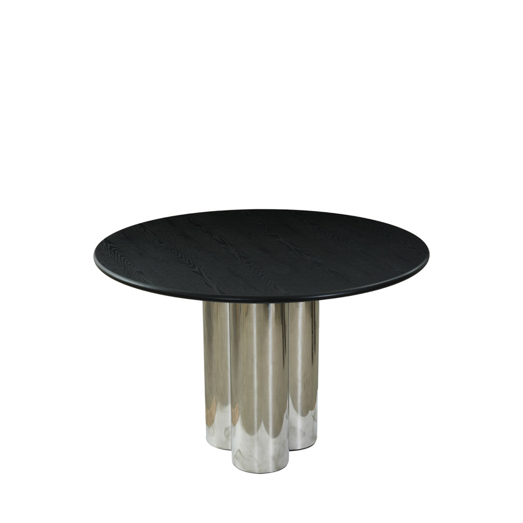 Hartley Round Dining Table - Black & Chrome