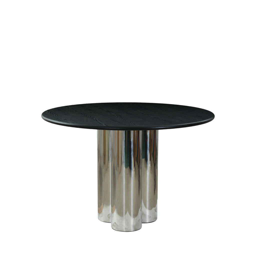 Hartley Round Dining Table - Black & Chrome