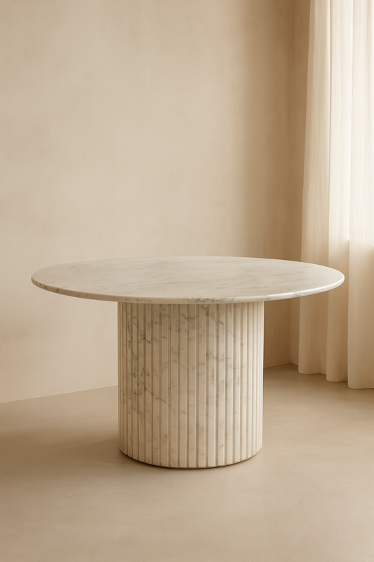 Brooke Round Dining Table - White Marble